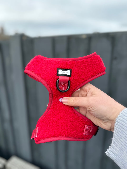 Ruby Red fleece harness - adjustable dog harness