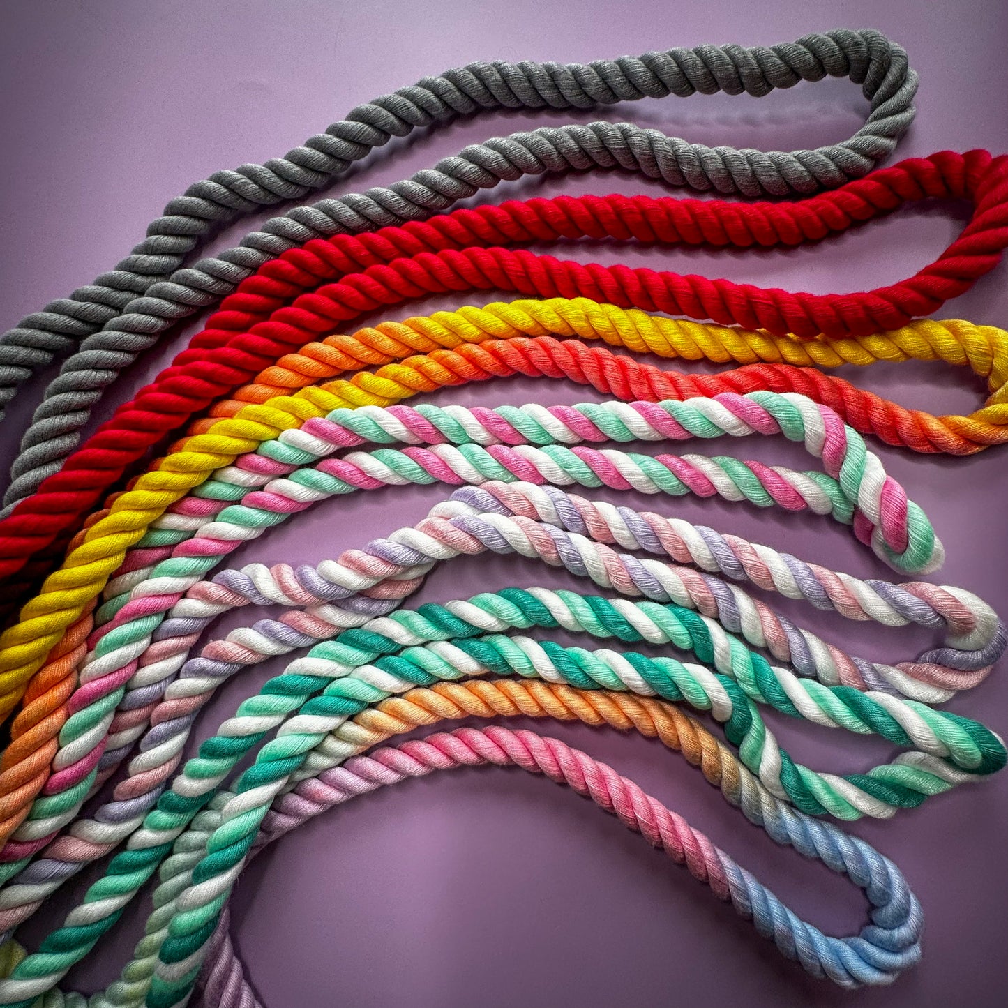 Rainbow Multi-use 7ft Rope Dog Lead - hands free leash - training lead - Pup Chic Boutique