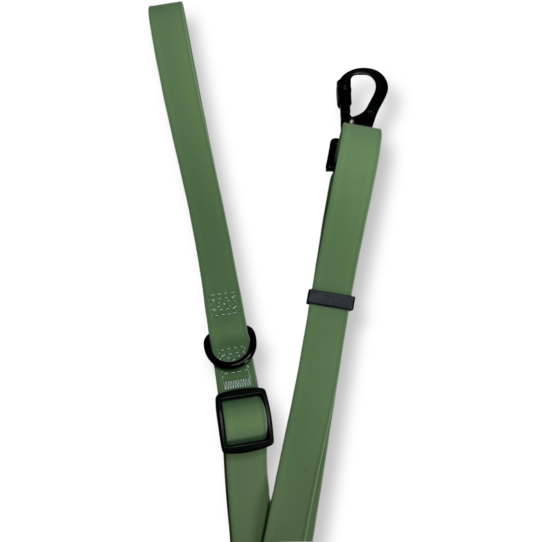 Earthy green adjustable PVC lead - 3ft to 5ft dog leash