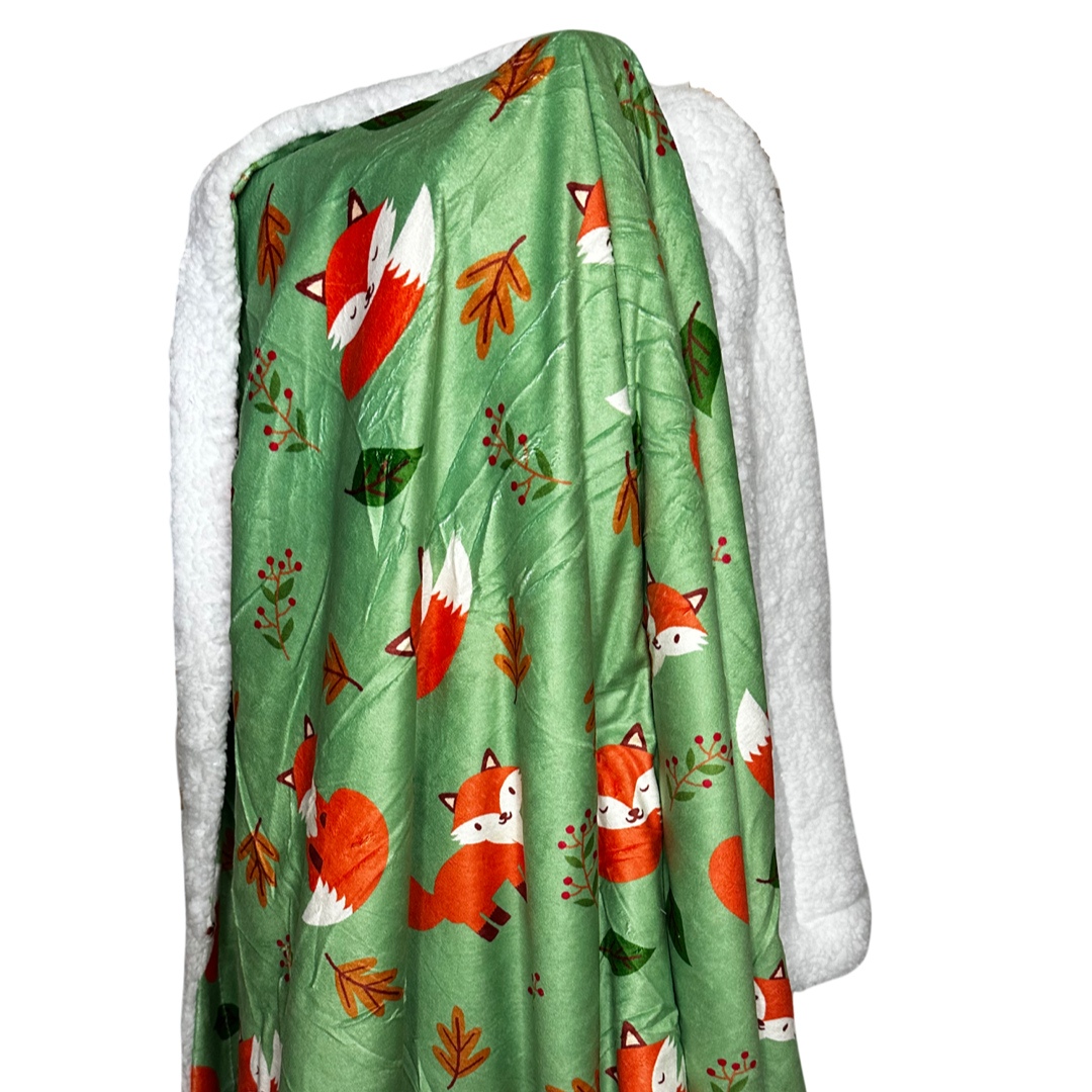Inquisitive Fox blanket LARGE - fleece dog blanket - Pup Chic Boutique