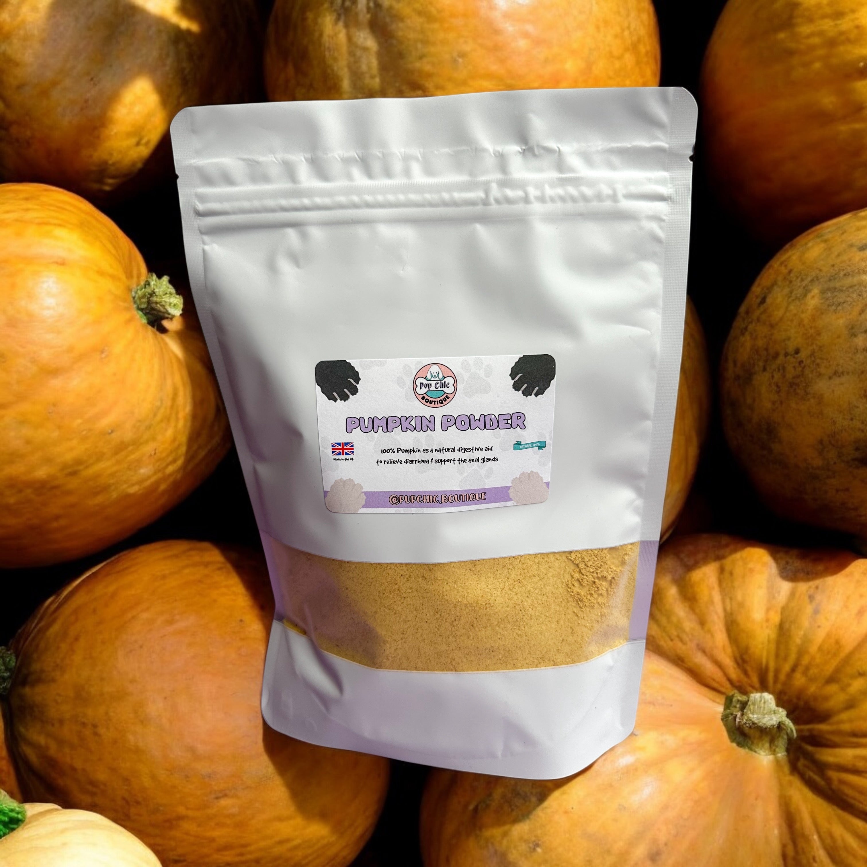 Pumpkin Powder Dog Supplement - natural digestive aid - Pup Chic Boutique