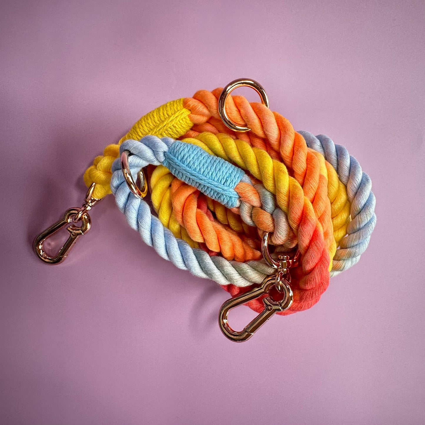Rainbow Multi-use 7ft Rope Dog Lead - hands free leash - training lead - Pup Chic Boutique
