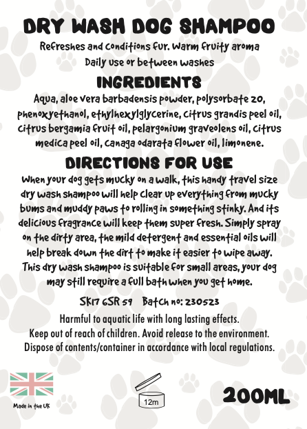Pupcident dry wash shampoo refill