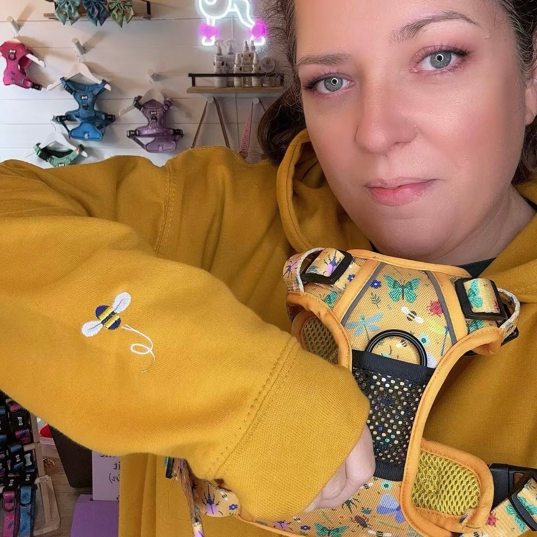 Summer Buzzin' Embroidered Bee Hoodie - match with your dog