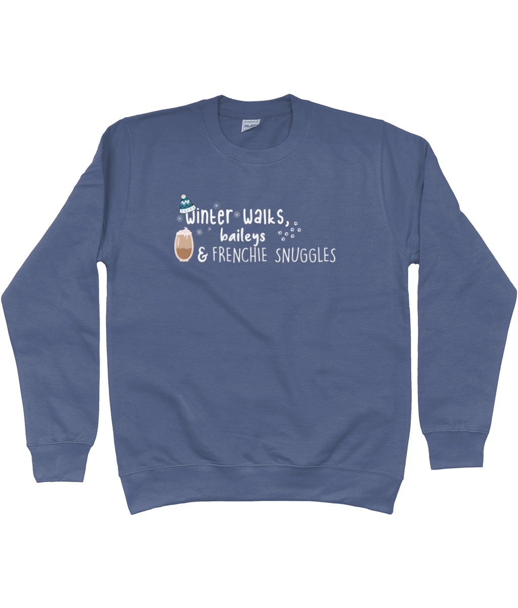 winter walks, baileys and frenchie snuggles sweater