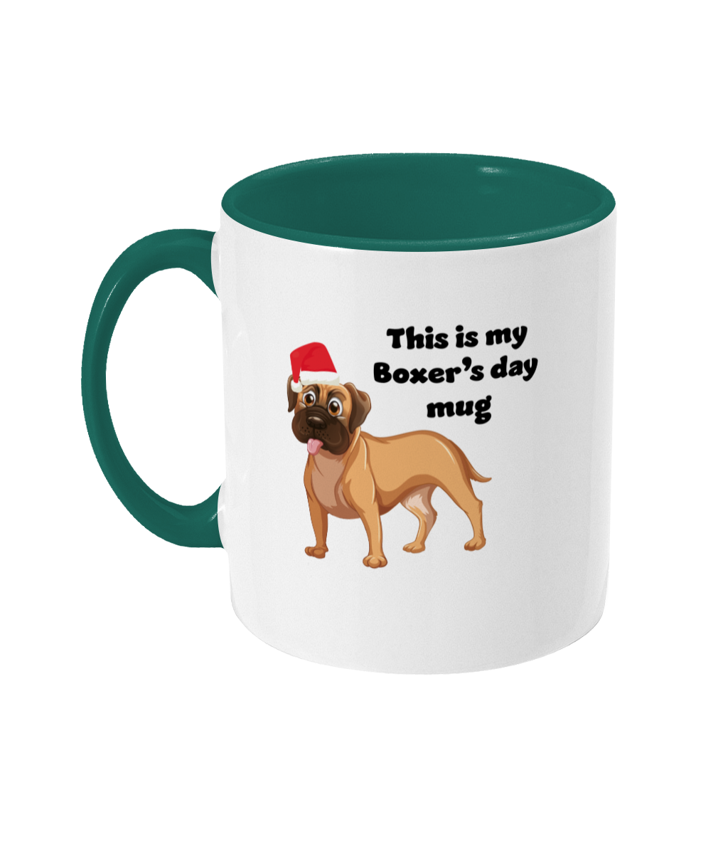 boxer's day two toned christmas mug ceramic / white / green