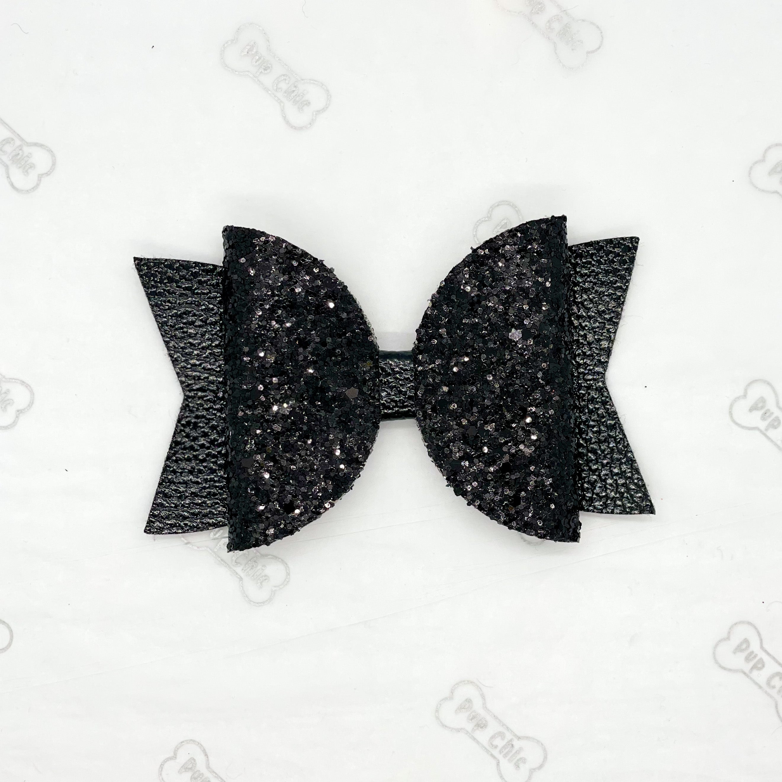 personalised black glitter bow tie
