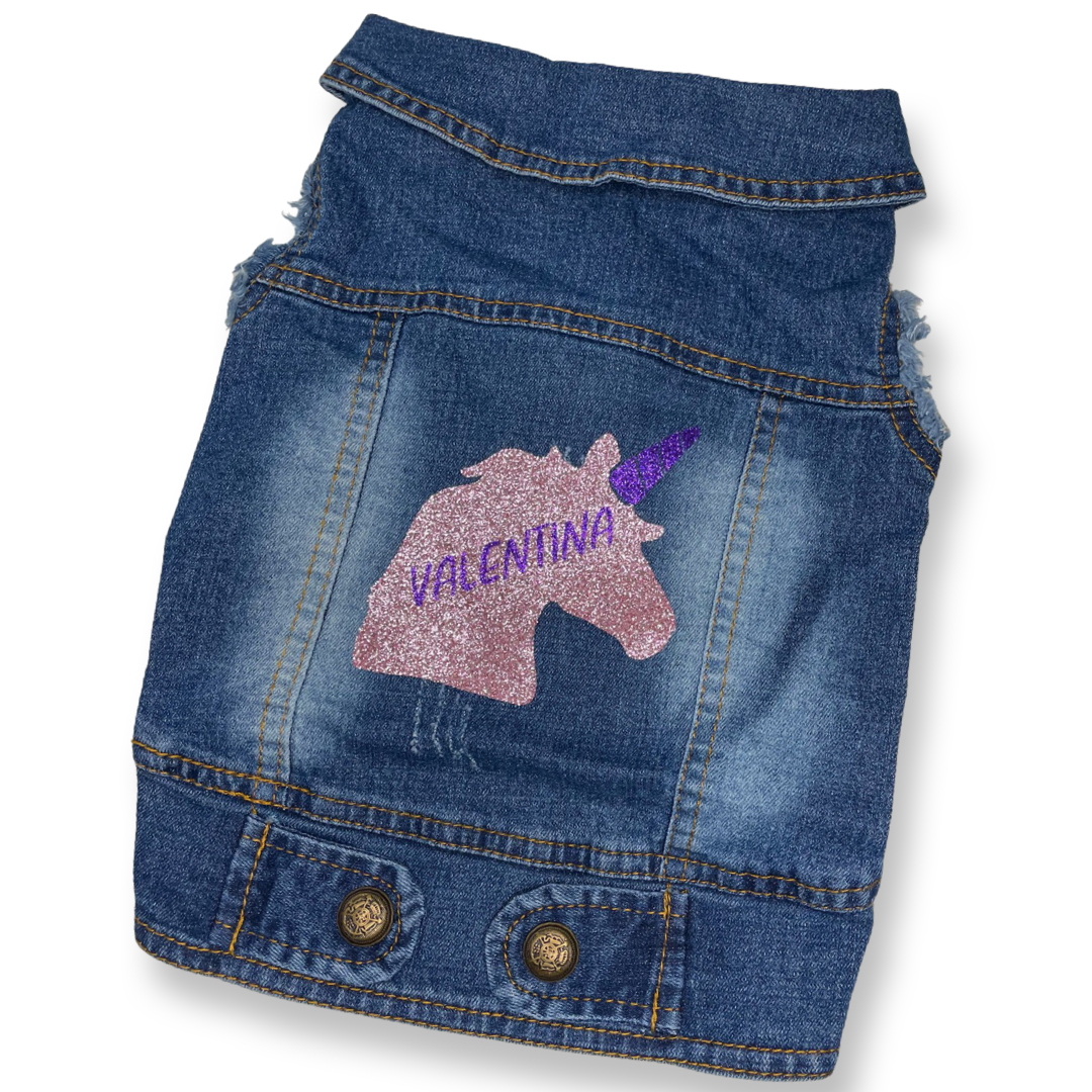 Personalised dog denim jacket - black or grey - Pup Chic Boutique