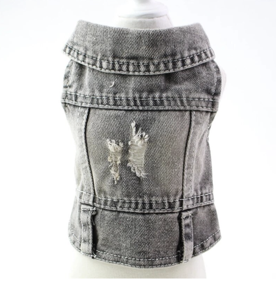 Personalised dog denim jacket - black or grey - Pup Chic Boutique