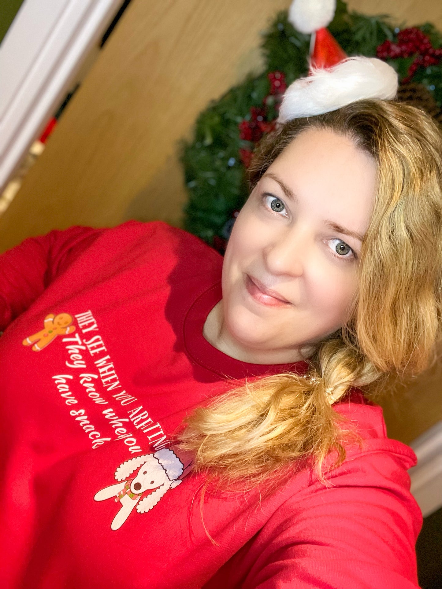 they see when you are eating christmas jumper