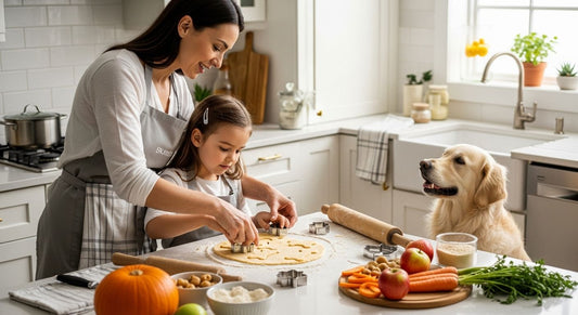 homemade dog treats, healthy baking, family with dog