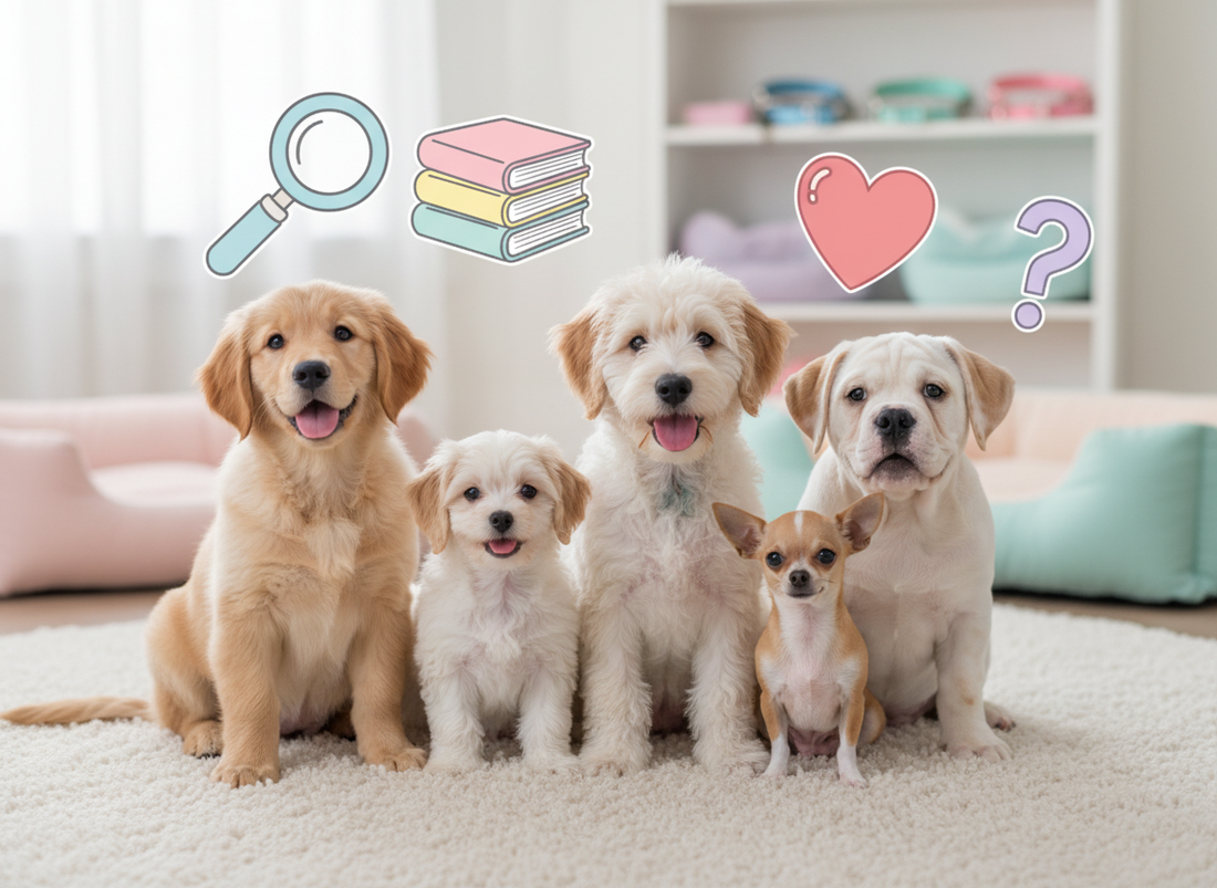 Group of puppies aimed at people thinking of getting a puppy