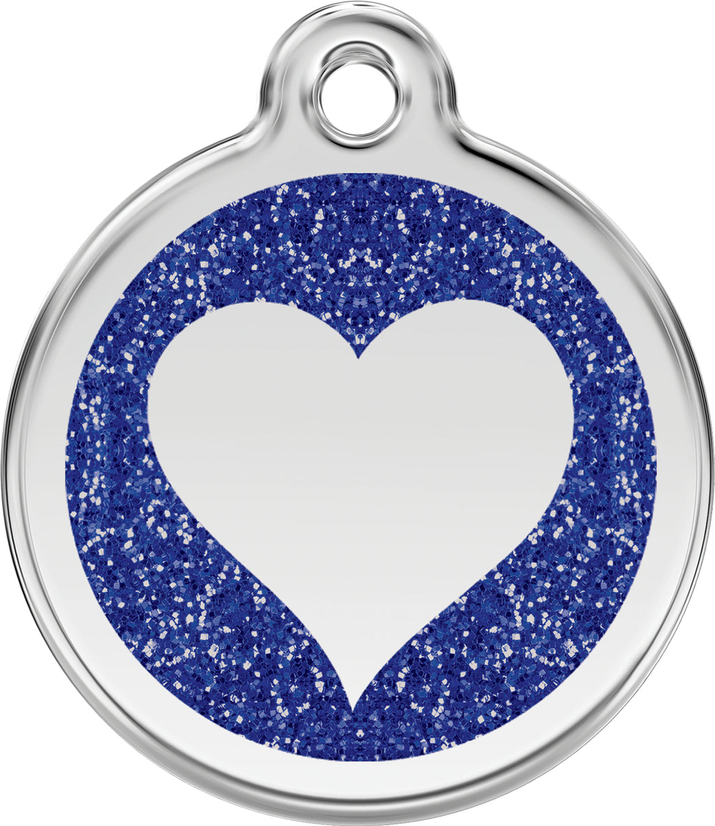 Glitter Heart  Dog ID Tag – Personalised Engraved Tag for Pets