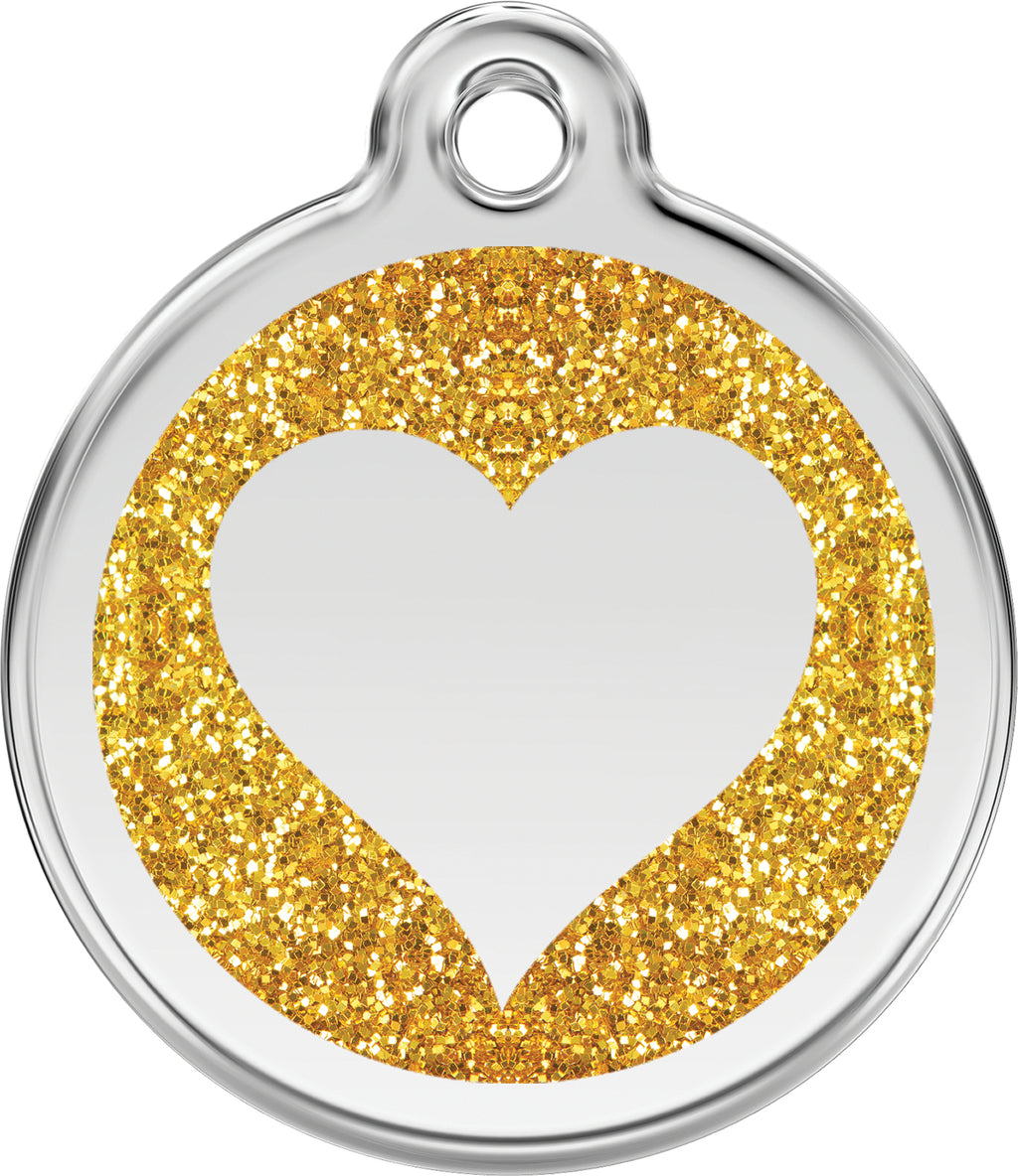 Glitter Heart  Dog ID Tag – Personalised Engraved Tag for Pets