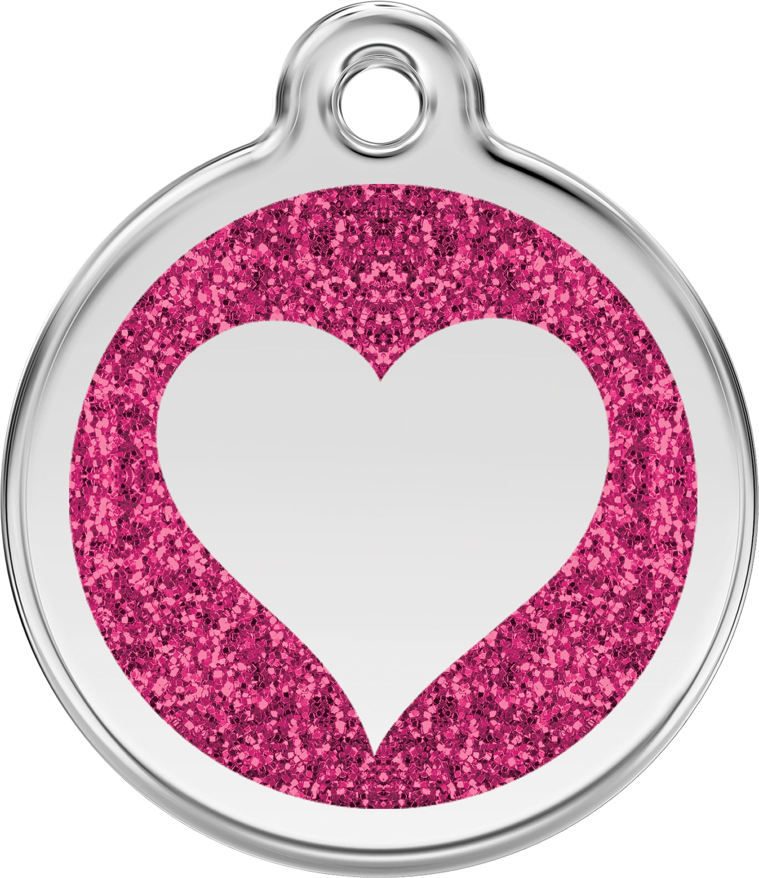 Glitter Heart  Dog ID Tag – Personalised Engraved Tag for Pets