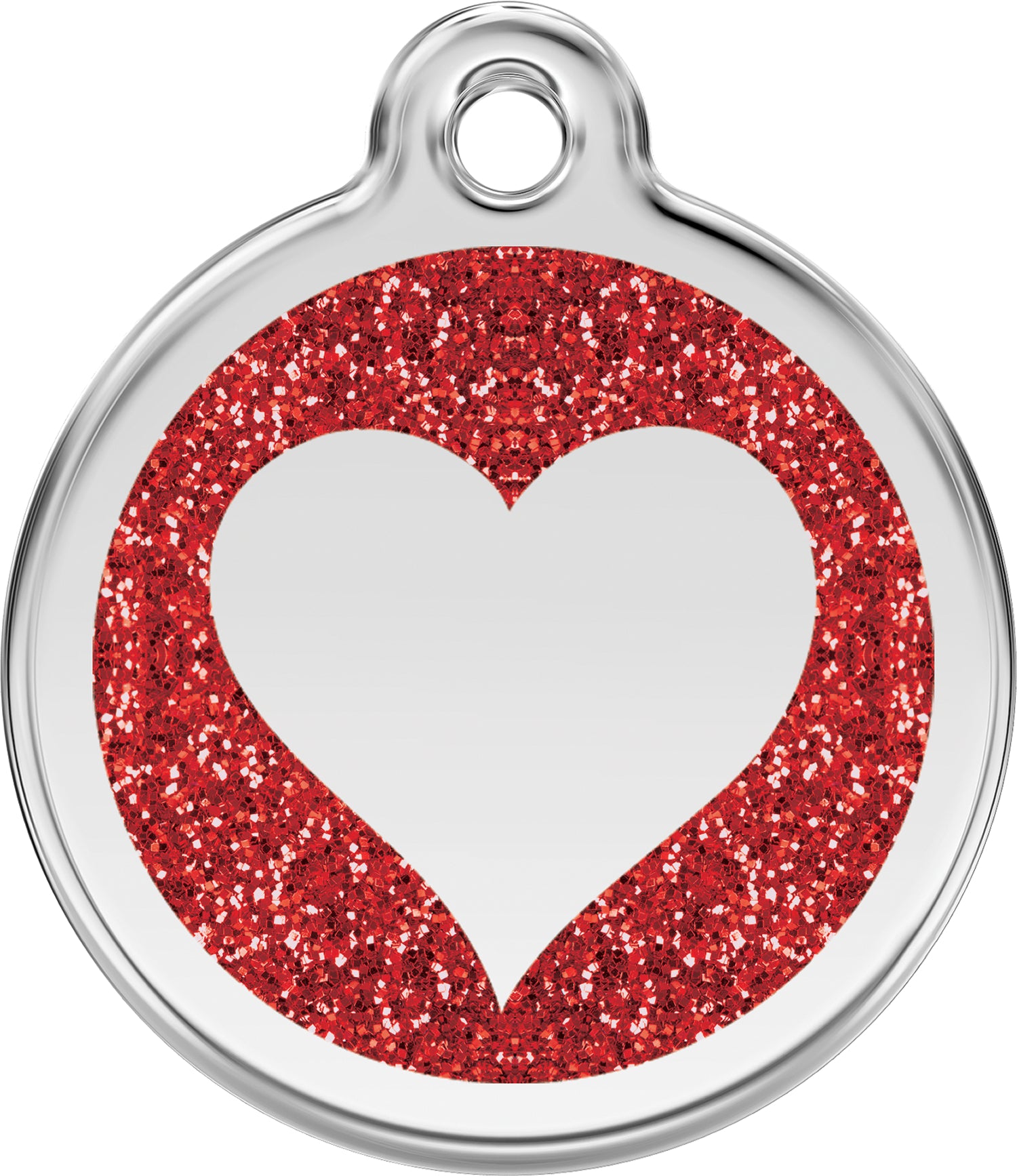 Glitter Heart  Dog ID Tag – Personalised Engraved Tag for Pets
