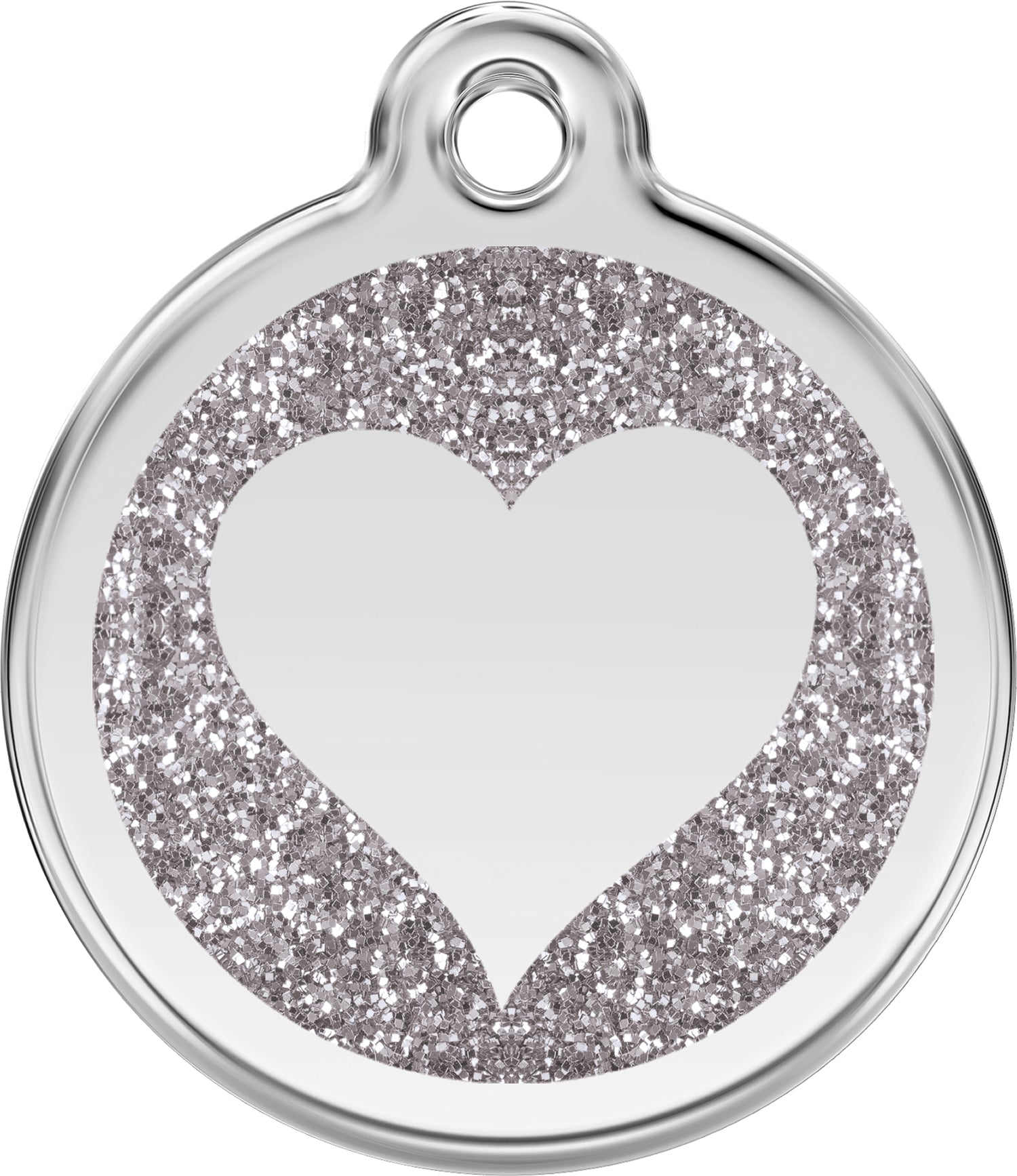 Glitter Heart  Dog ID Tag – Personalised Engraved Tag for Pets