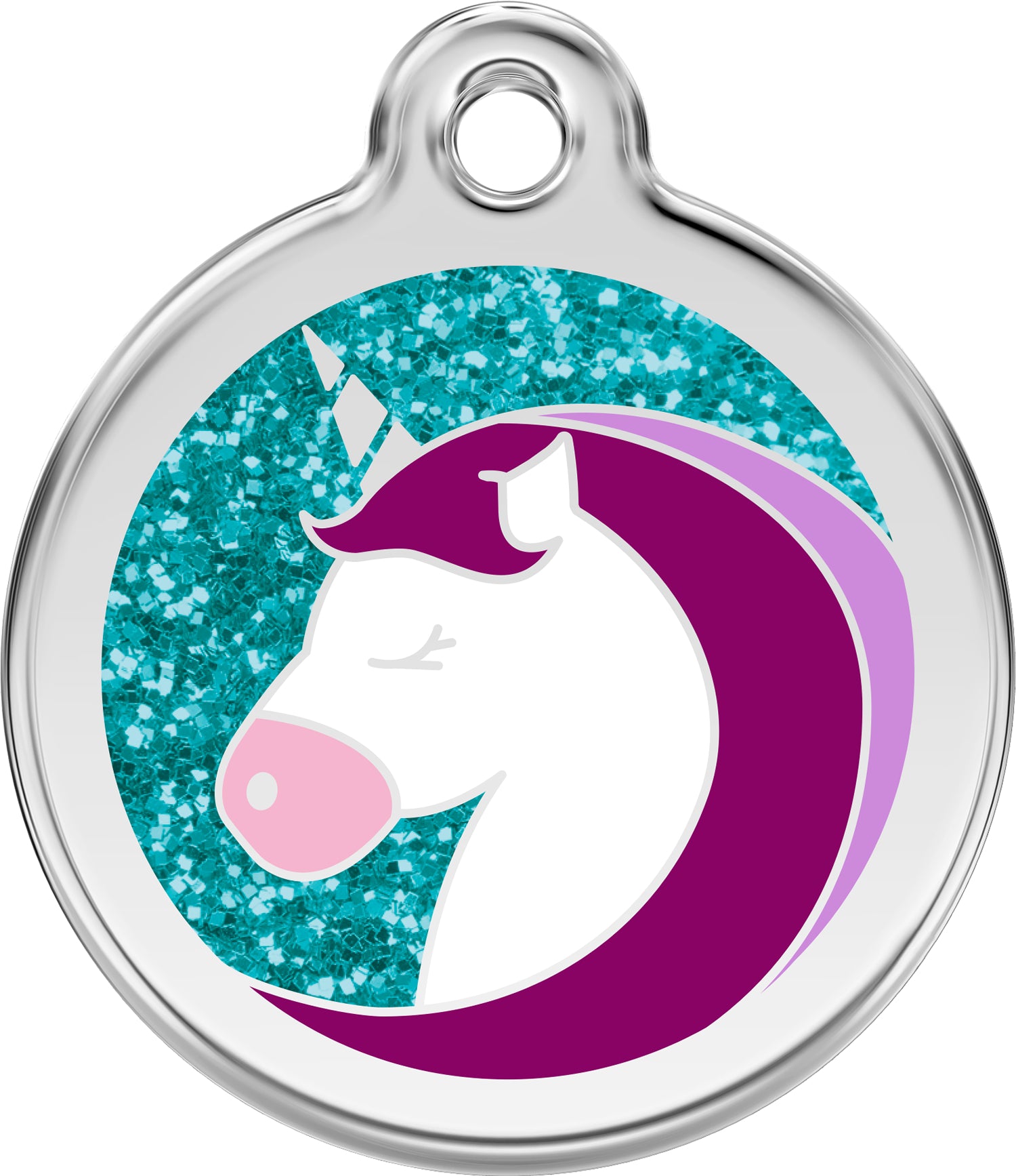 Unicorn Glitter Dog ID Tag – Personalised Engraved Tag for Pets