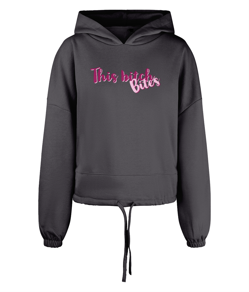 This bitch bites Women's Cropped Oversized Hoodie