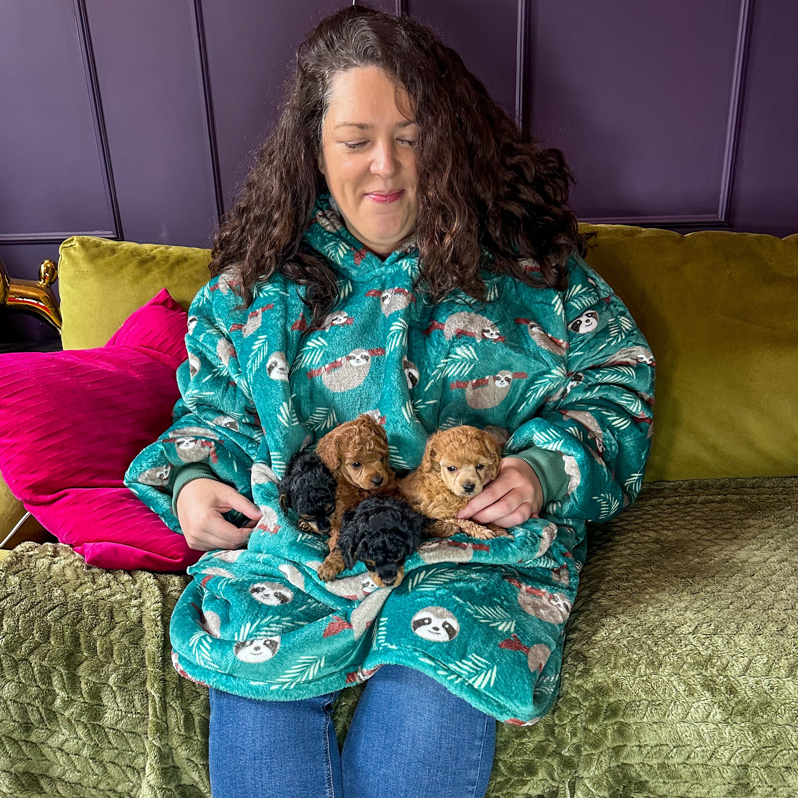 Snuggle Pup Hoodie - Woodland Wonderland - dog lover wearable blanket - dog carrier hoodie
