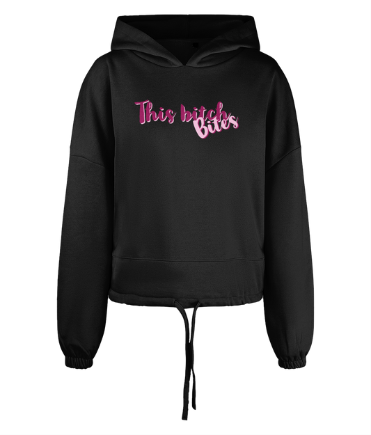 This bitch bites Women's Cropped Oversized Hoodie