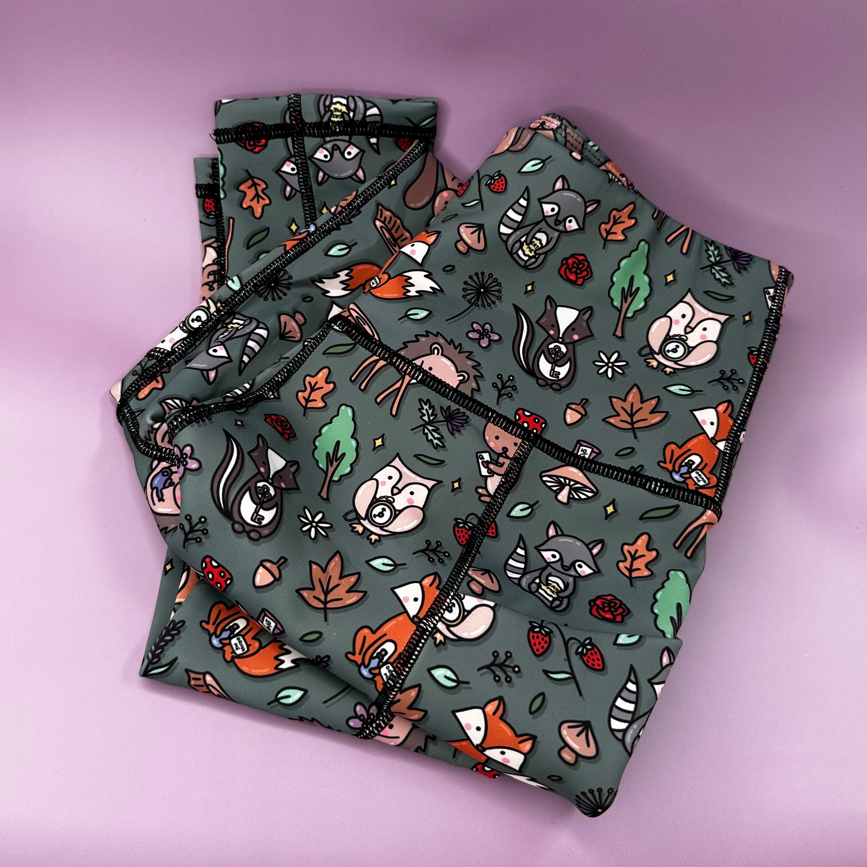 Woodland Wonderland matching leggings - dog walking leggings