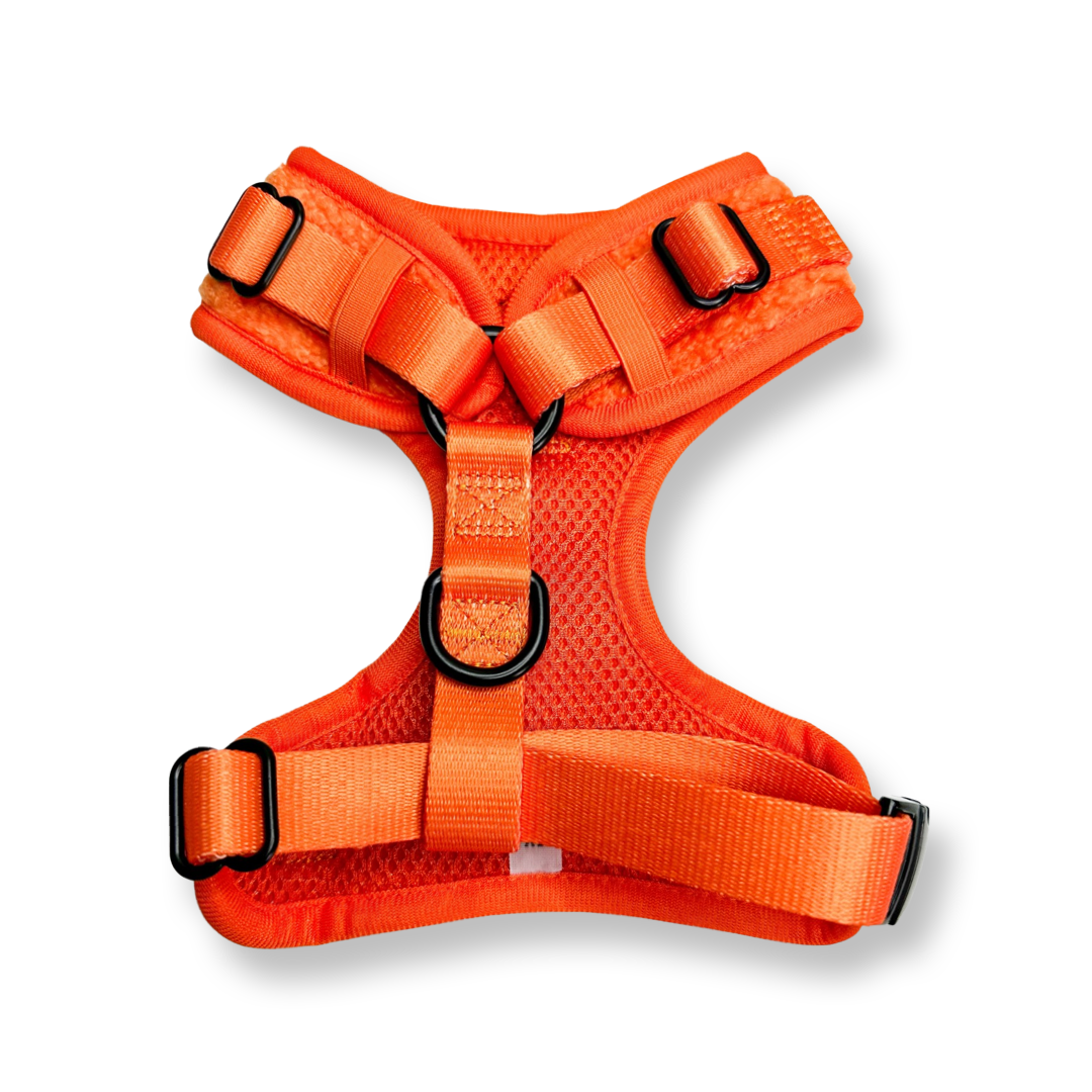Autumn Sun orange fleece harness - adjustable dog harness
