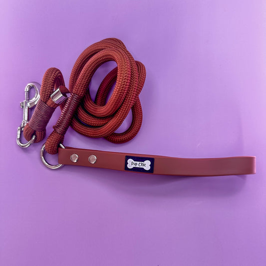 Brown 5ft rope dog lead with PVC handle