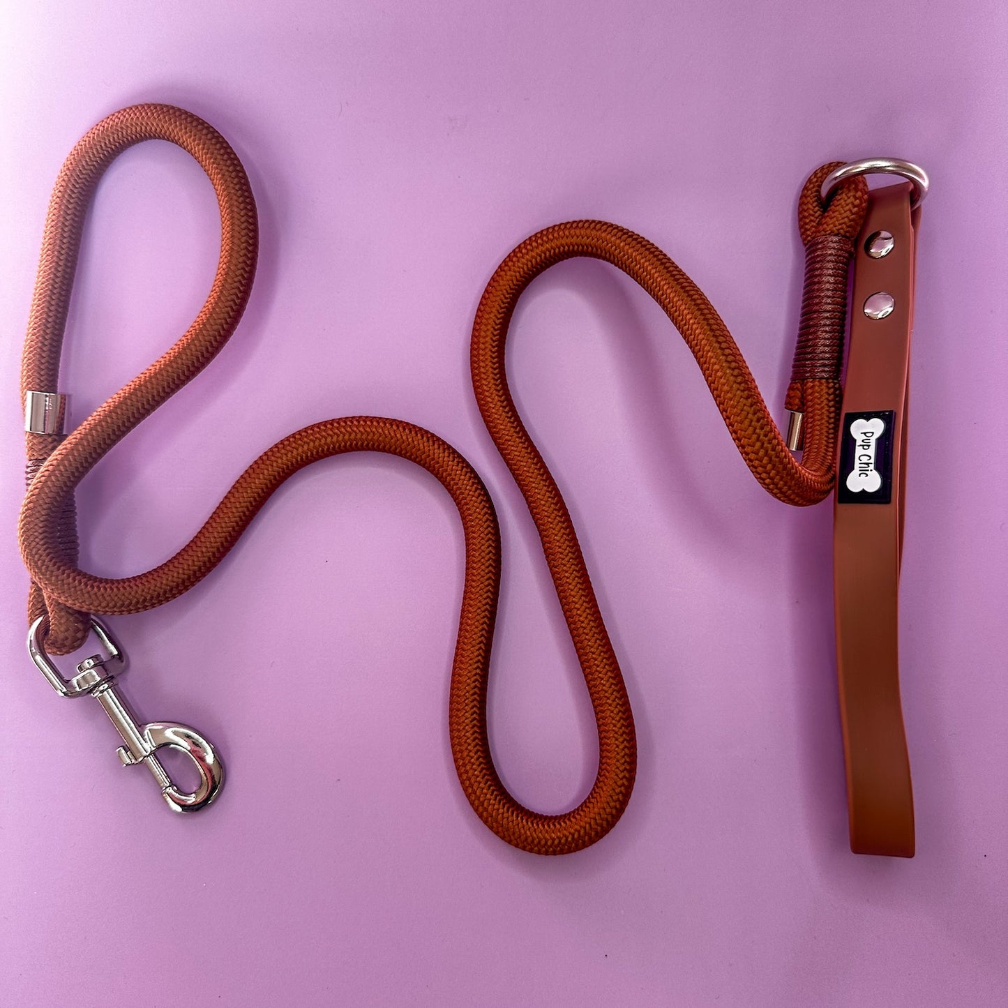 Brown 5ft rope dog lead with PVC handle