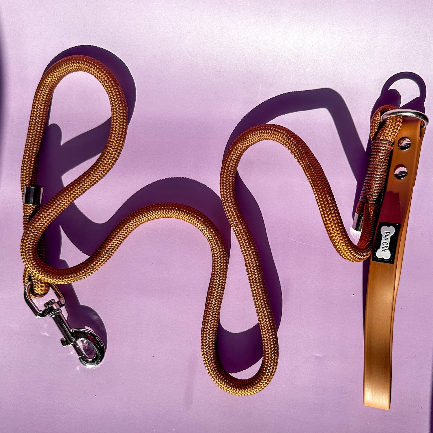 Brown 5ft rope dog lead with PVC handle