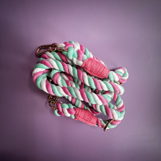 Flumps vibes - Cherry Blossom Multi-use 7ft Rope Dog Lead - hands free leash - training lead - Pup Chic Boutique