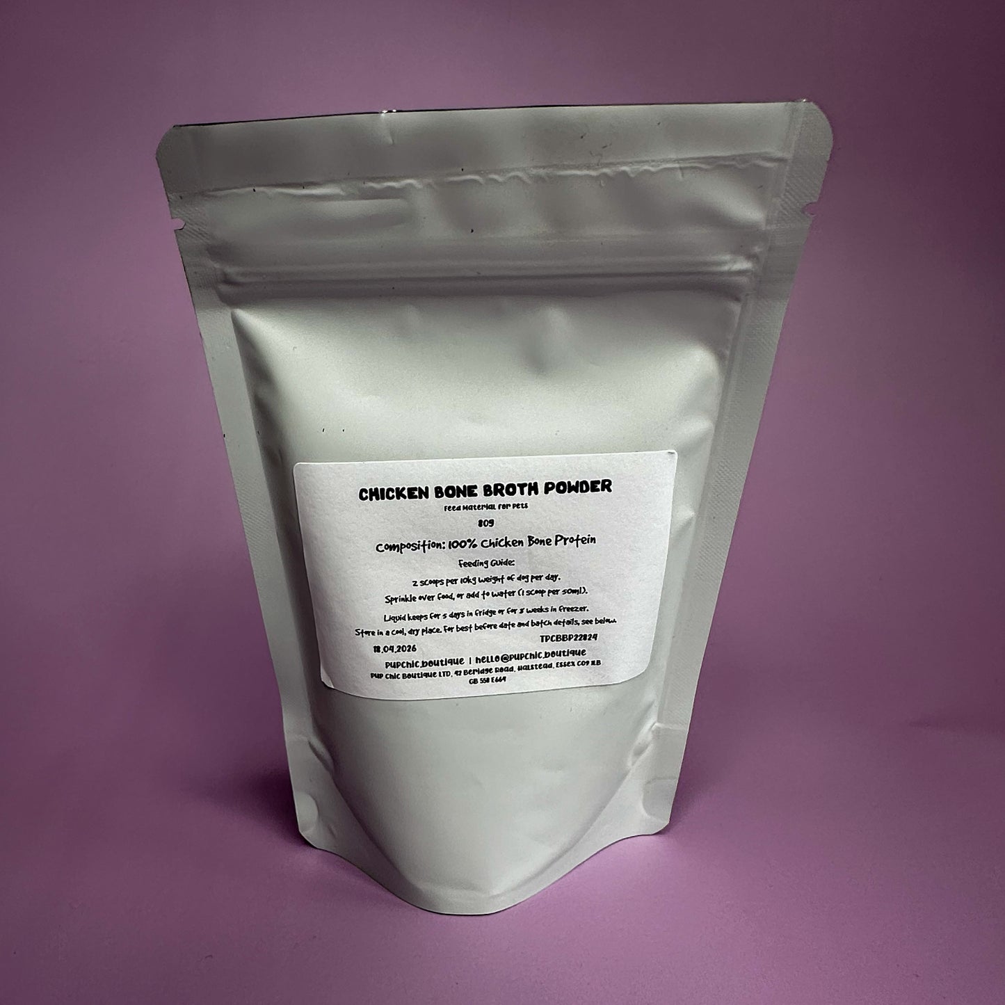 Chicken Bone Broth Powder Supplement - support joints, boost hydration and reduce digestive inflammation - Pup Chic Boutique