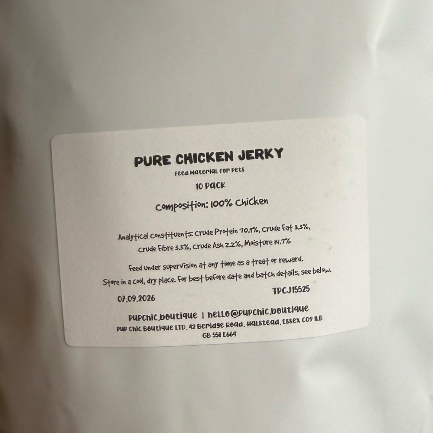 Pure Chicken Jerky – High Protein, Low Fat Treat for Dogs & Cats
