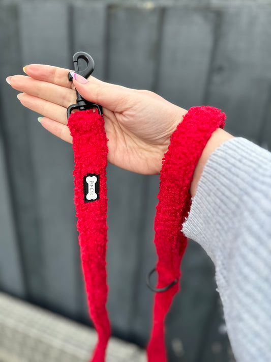 Ruby Red teddy fleece lead - dog leash