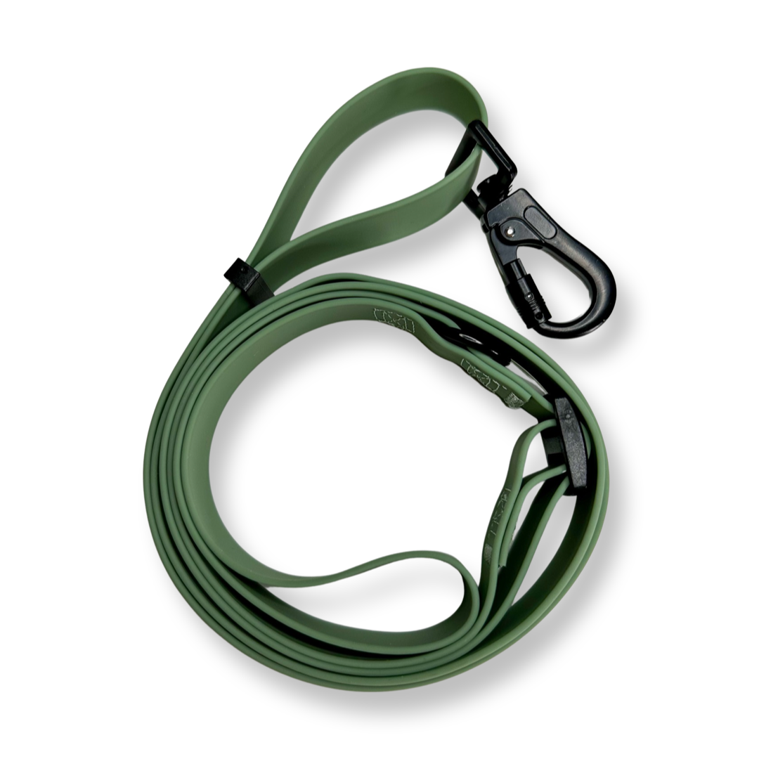 Earthy green adjustable PVC lead - 3ft to 5ft dog leash