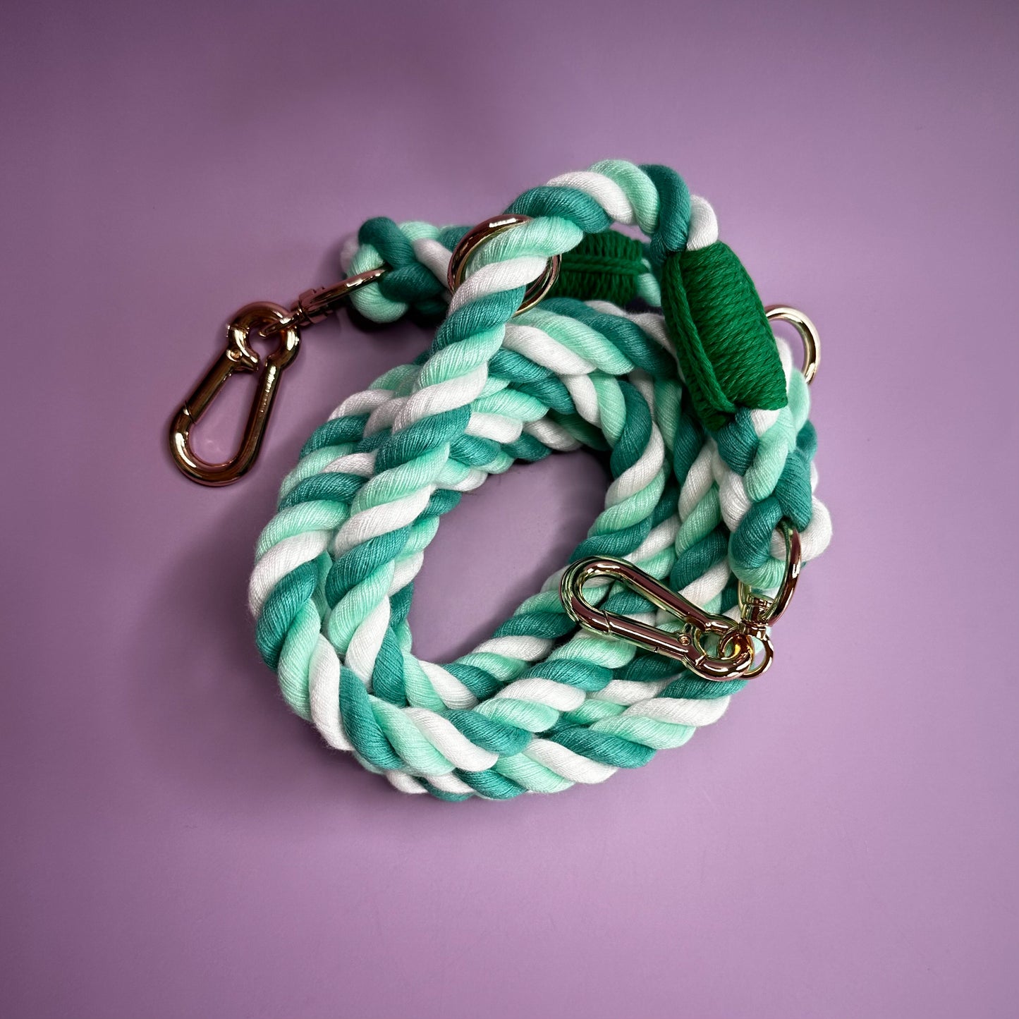 Green Multi-use 7ft Rope Dog Lead - hands free leash - training lead