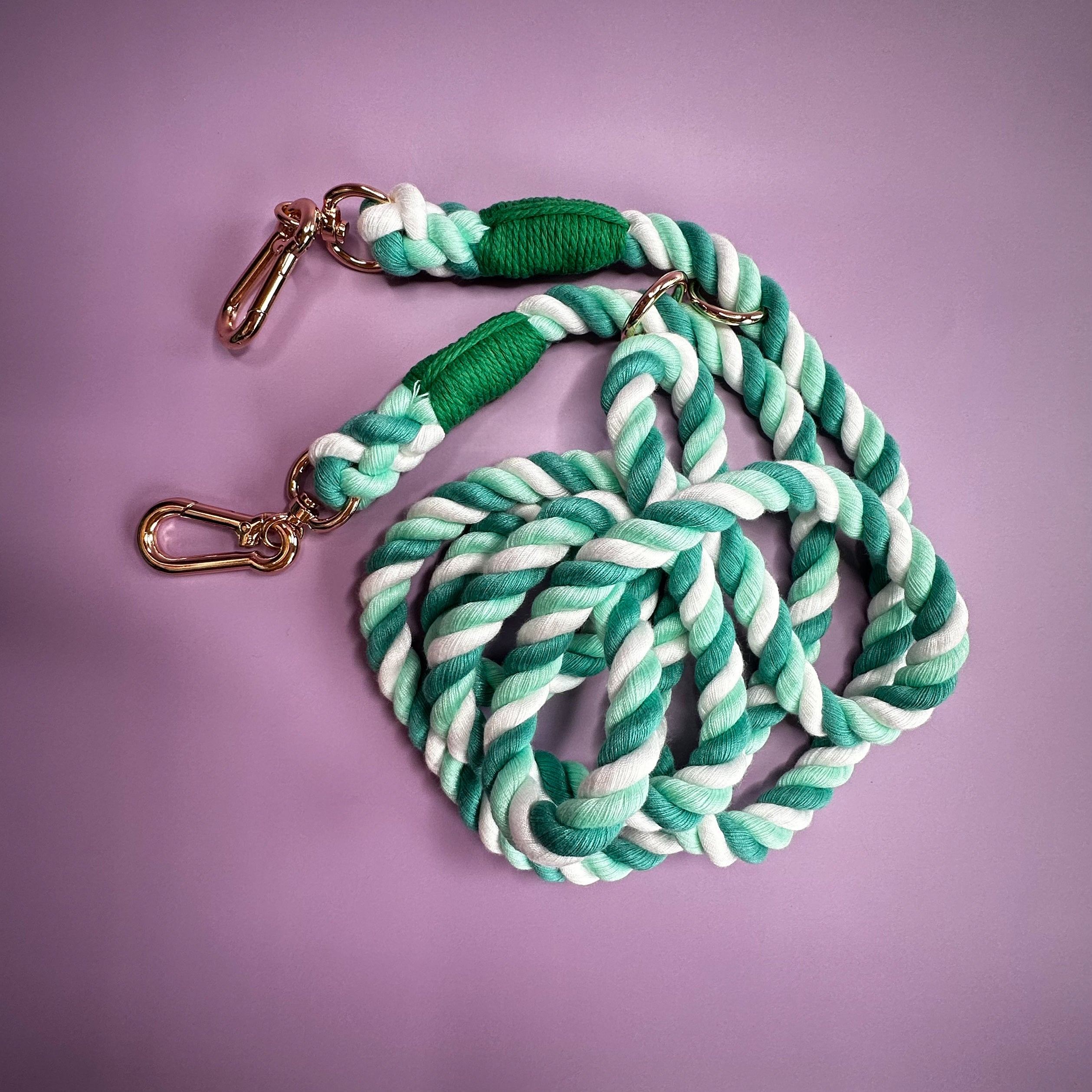 Green Multi-use 7ft Rope Dog Lead - hands free leash - training lead - Pup Chic Boutique