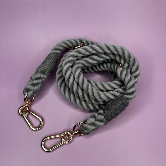 Grey Multi-use 7ft Rope Dog Lead - hands free leash - training lead