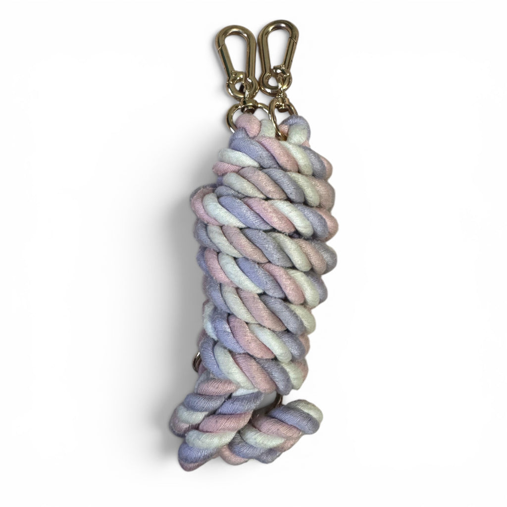 Unicorn (Flumps) Multi-Use 7ft Rope Dog Lead – Soft Lilac, White & Pink Stripes
