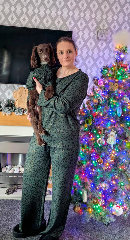 Emerald Green animal print co-ord/ loungewear set - match with your dog