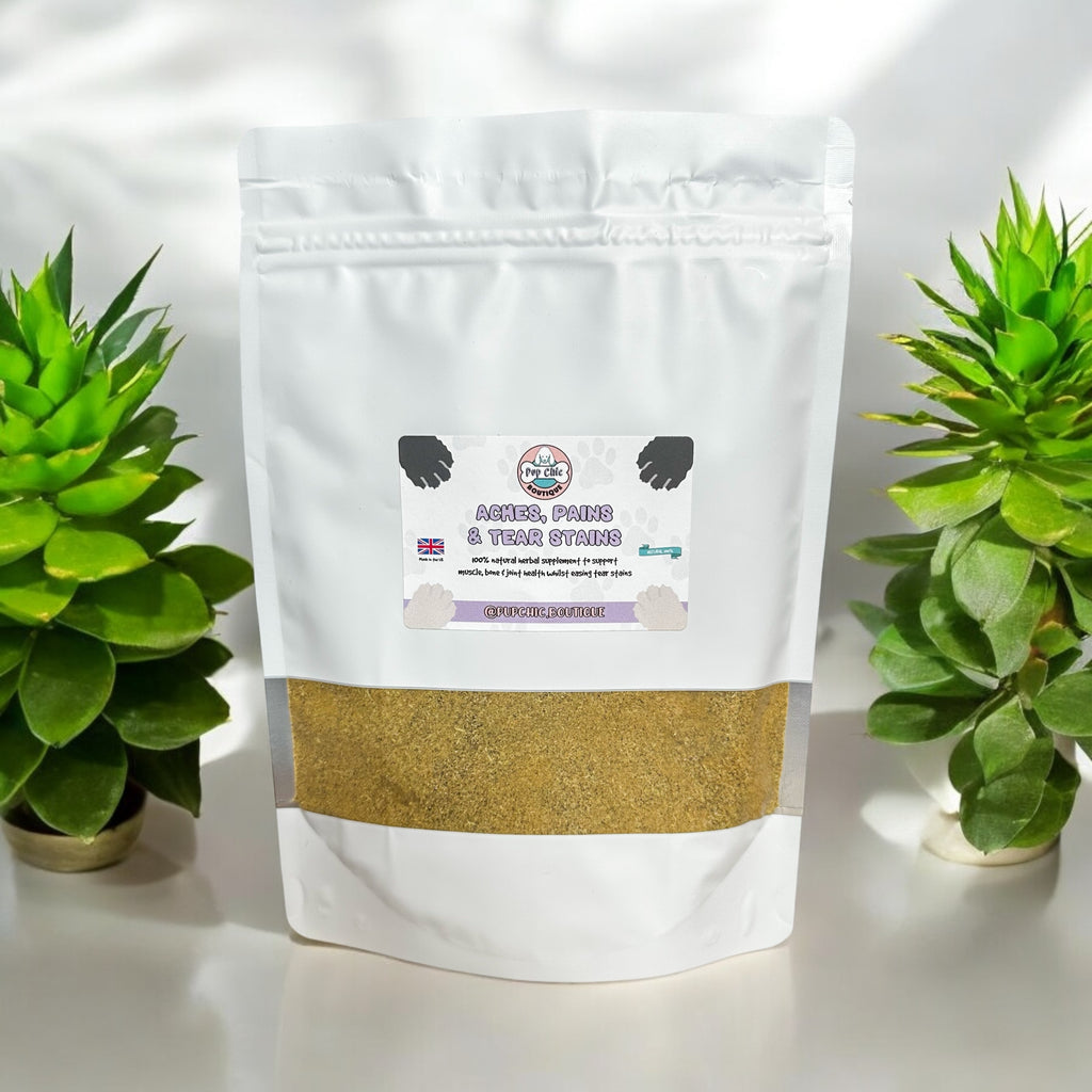 Aches, Pains & Tear Stains Dog Supplement – Natural Relief for Joints & Eyes