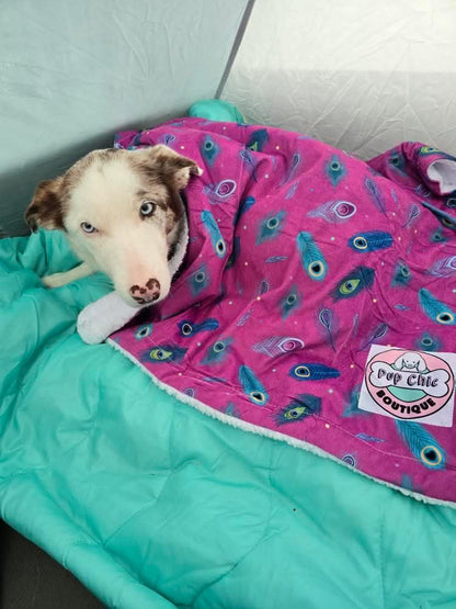 Peacock Power blanket - fleece dog blanket