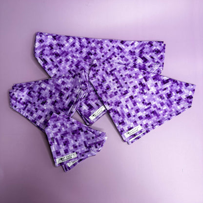 Dog bandanas - purple checkers