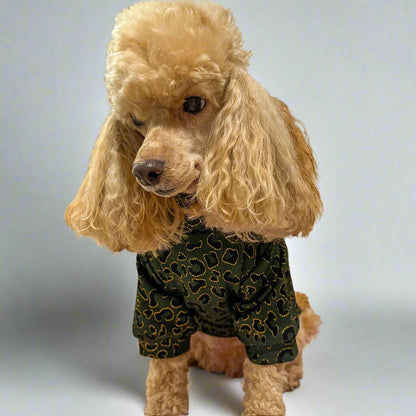 Emerald Green animal print dog top - animal print luxury dog matching outfit