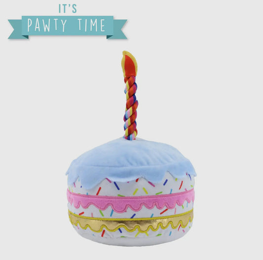 Pawty Time Sprinkle Cake Dog Toy – Plush Birthday Toy for Dogs