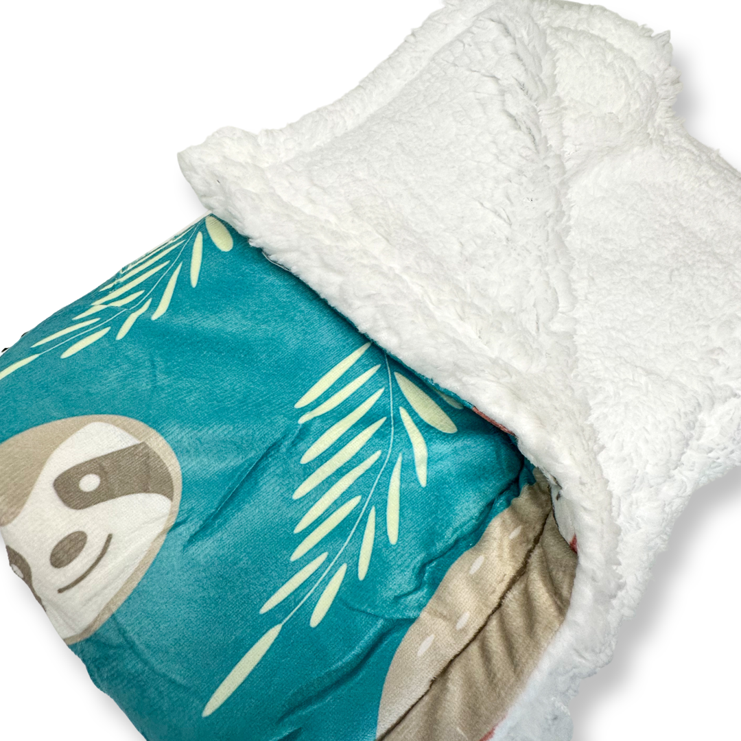 Lazy Sloth LARGE blanket - fleece dog blanket - Pup Chic Boutique