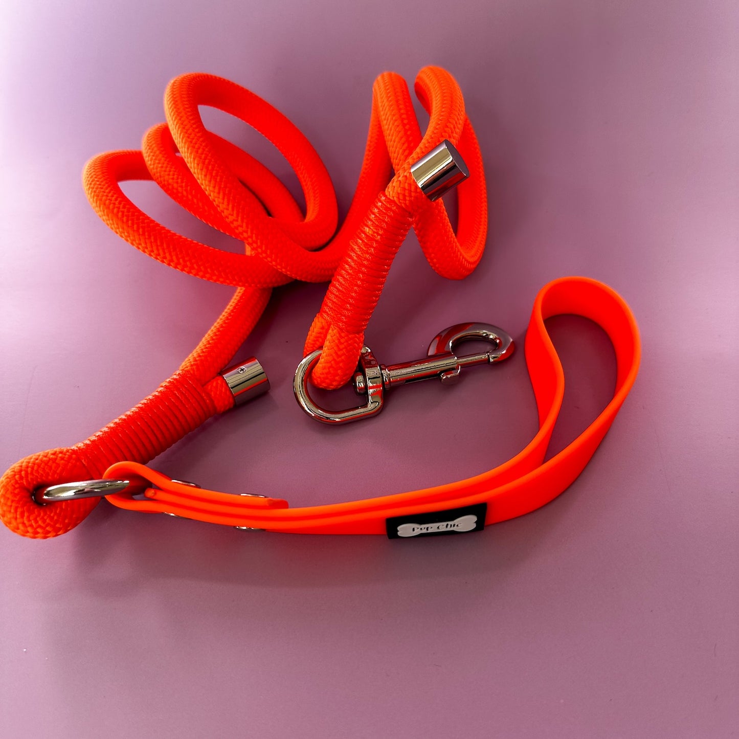 Orange 5ft rope dog lead with PVC handle