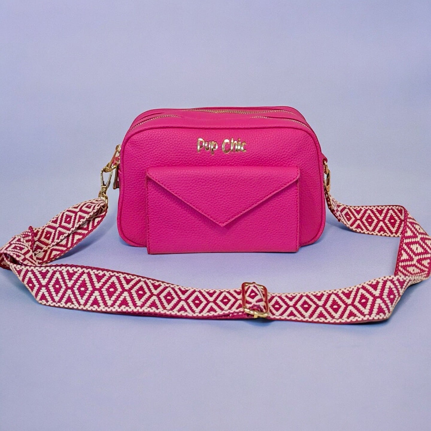 Hot Pink Out Out Dog Walking Bag - faux leather luxury dog walking bag - Pup Chic Boutique