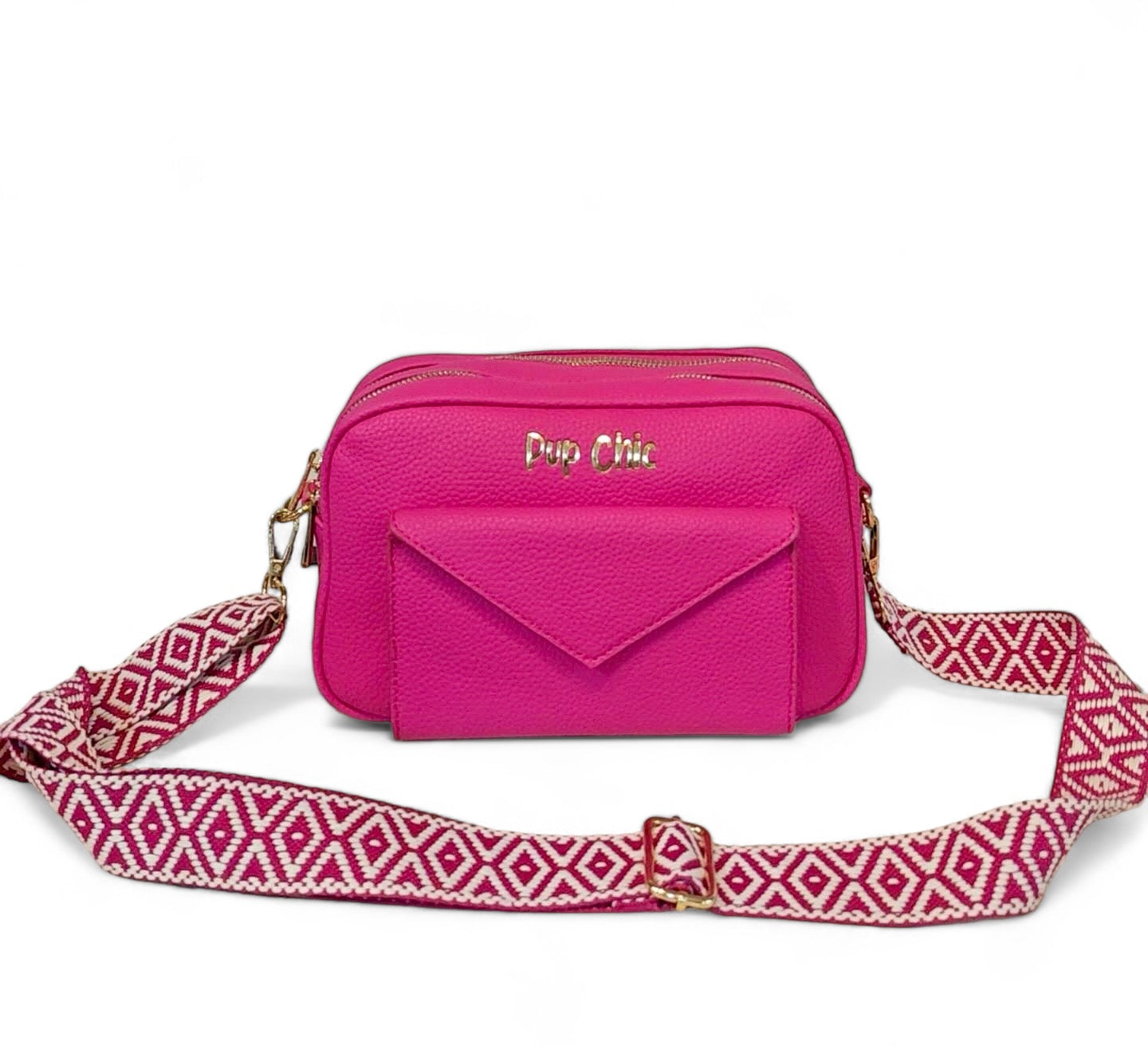 Hot Pink Out Out Dog Walking Bag - faux leather luxury dog walking bag - Pup Chic Boutique