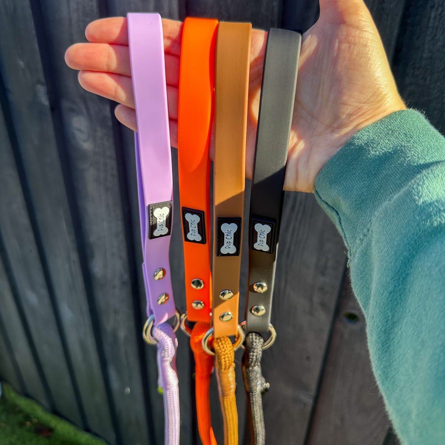 Lilac 5ft rope dog lead with PVC handle